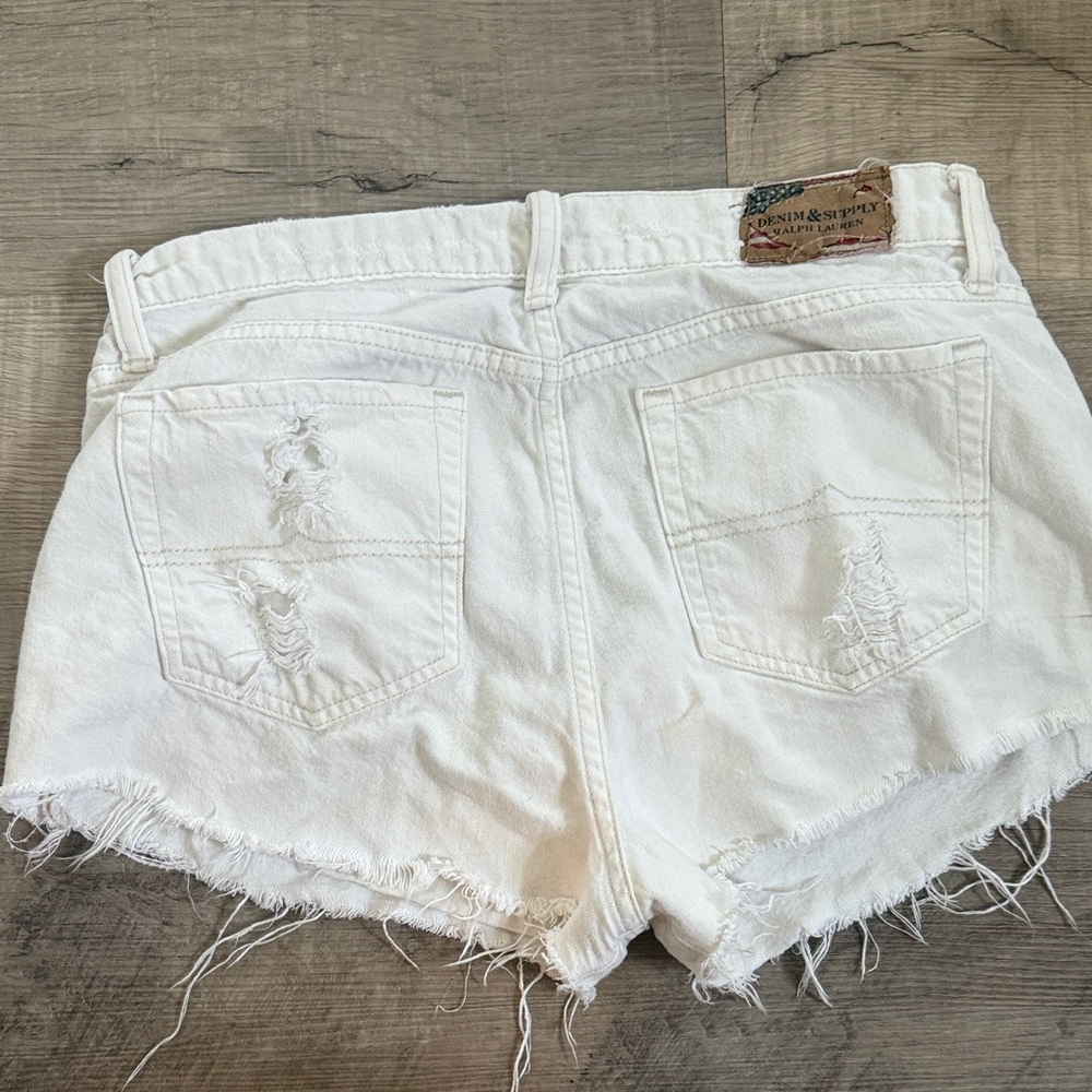Ralph Lauren White Frayed Jean Shorts vintage